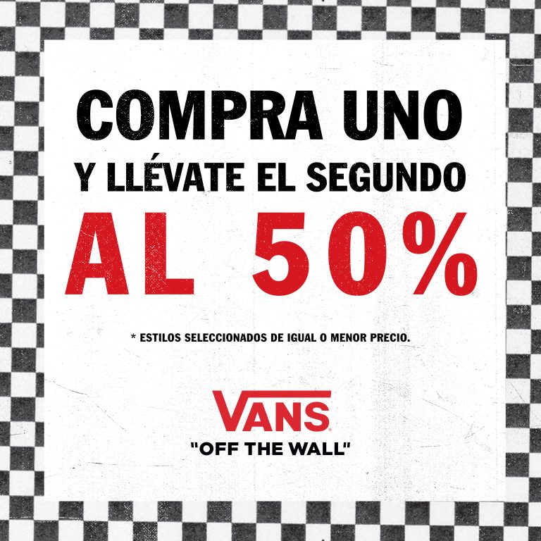 Con VANS, compra uno y llévate el segundo a 50%